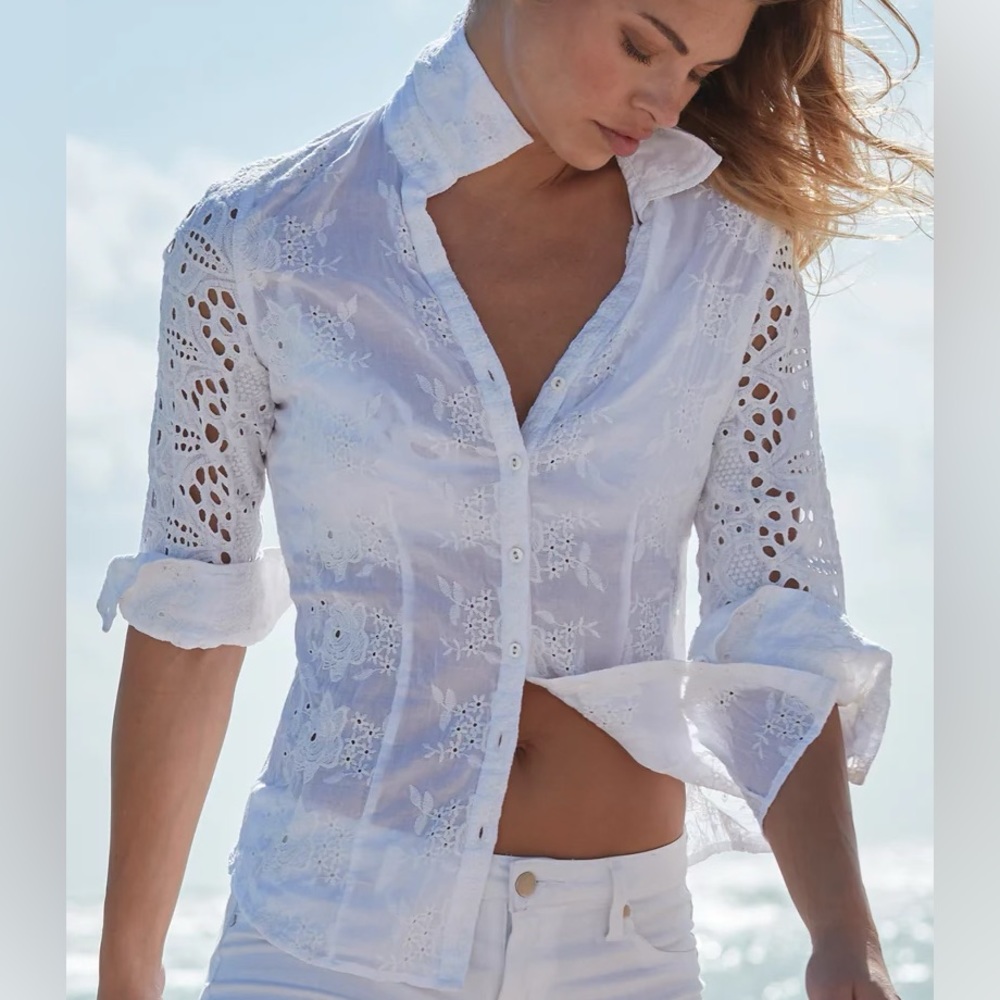 Cino Vintage Maui White Button down Shirt